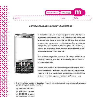 Los celulares y los números Los celulares y los números