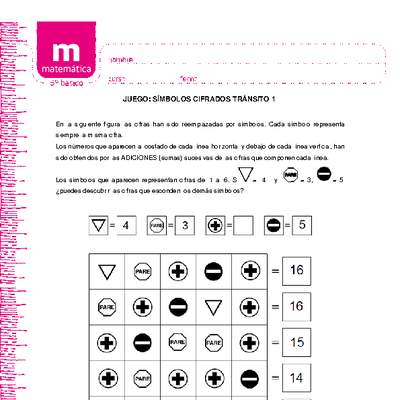 Juego: símbolos cifrados tránsito 1 Juego: símbolos cifrados tránsito 1