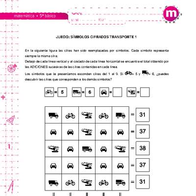 Juego: símbolos cifrados transporte 1 Juego: símbolos cifrados transporte 1