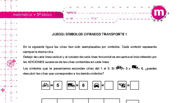 Juego: símbolos cifrados transporte 1 Juego: símbolos cifrados transporte 1