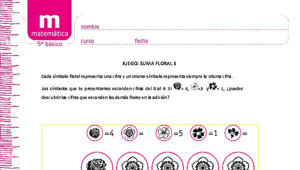 Juego: suma floral 1 Juego: suma floral 1