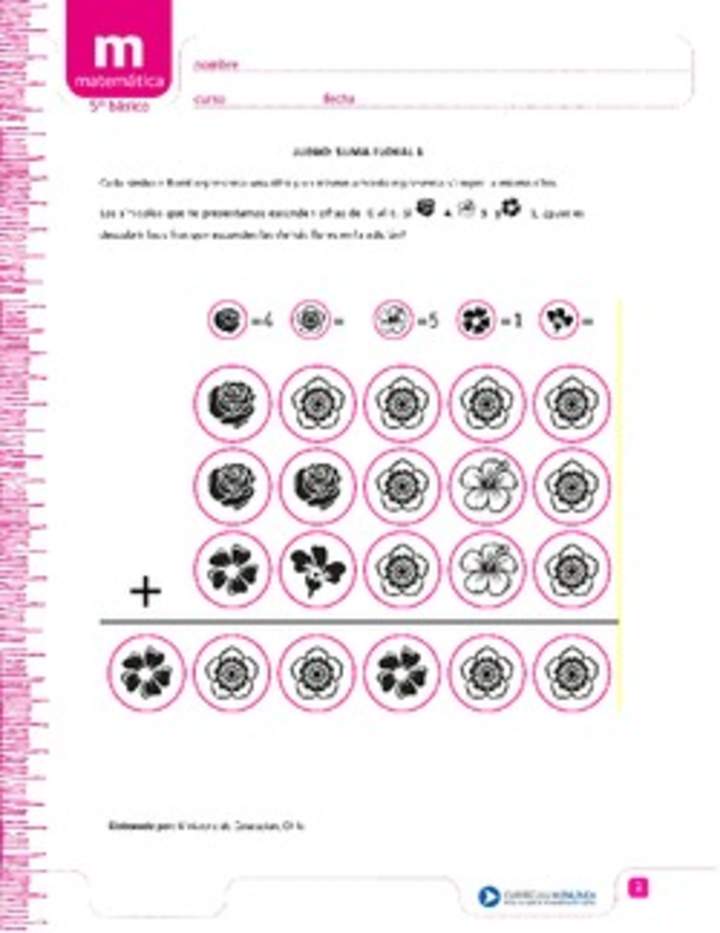 Juego: suma floral 1 Juego: suma floral 1