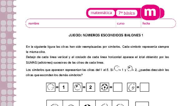Juego: números escondidos balones 1 Juego: números escondidos balones 1