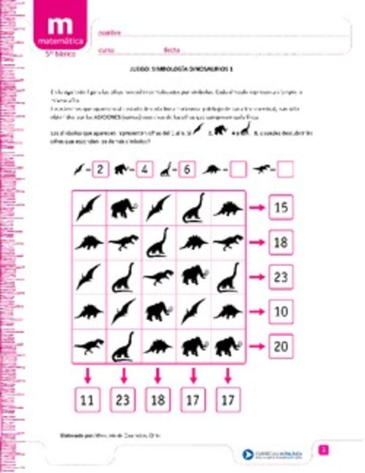 Juego: simbología dinosaurios 1 Juego: simbología dinosaurios 1