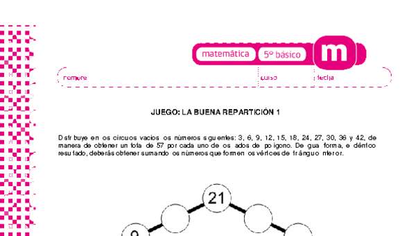 Juego: la buena repartición 1 Juego: la buena repartición 1