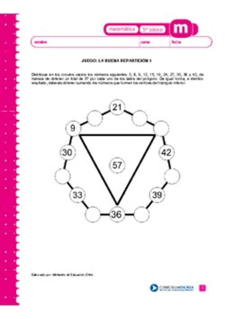 Juego: la buena repartición 1 Juego: la buena repartición 1