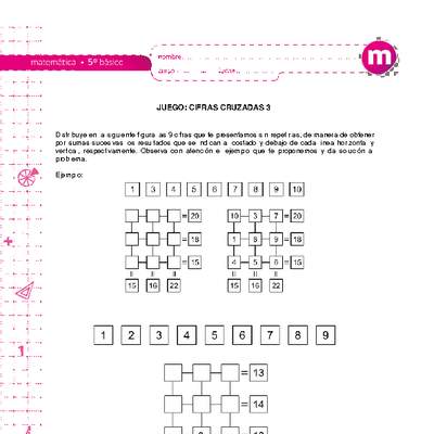 Juego: cifras cruzadas 3 Juego: cifras cruzadas 3