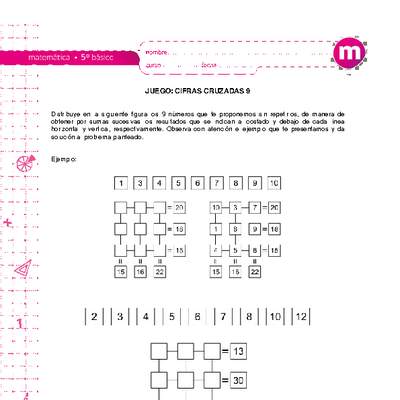Juego : cifras cruzadas 9 Juego : cifras cruzadas 9