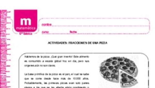 Fracciones de una pizza Fracciones de una pizza