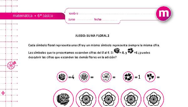 Juego: suma floral 2 Juego: suma floral 2
