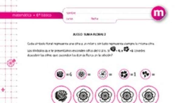 Juego: suma floral 2 Juego: suma floral 2