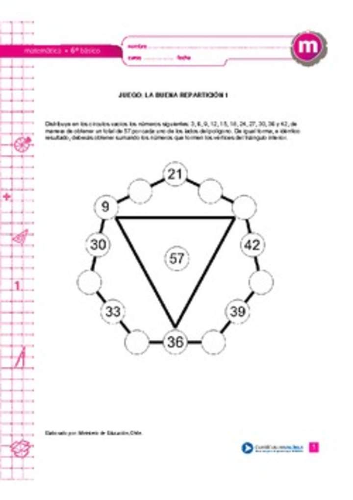 Juego: la buena repartición 1 Juego: la buena repartición 1