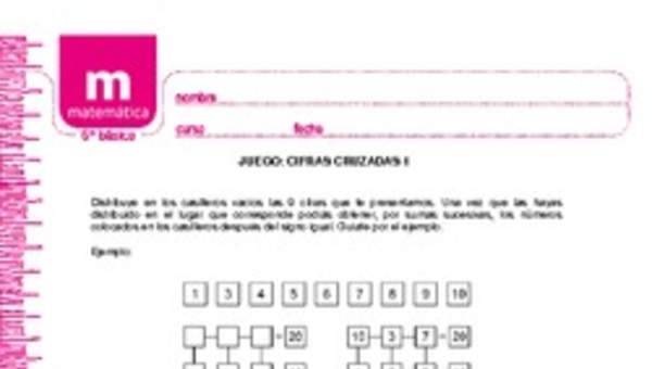 Juego: cifras cruzadas 1 Juego: cifras cruzadas 1