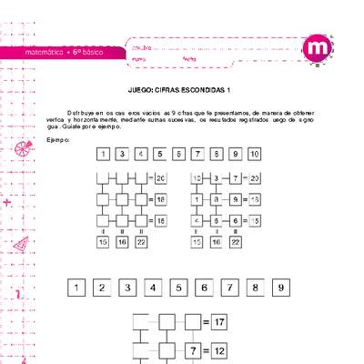 Juego: cifras escondidas 1 Juego: cifras escondidas 1