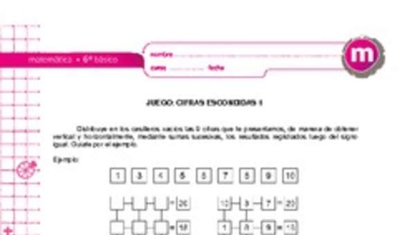 Juego: cifras escondidas 1 Juego: cifras escondidas 1