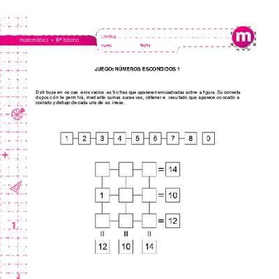 Juego: números escondidos 1 Juego: números escondidos 1