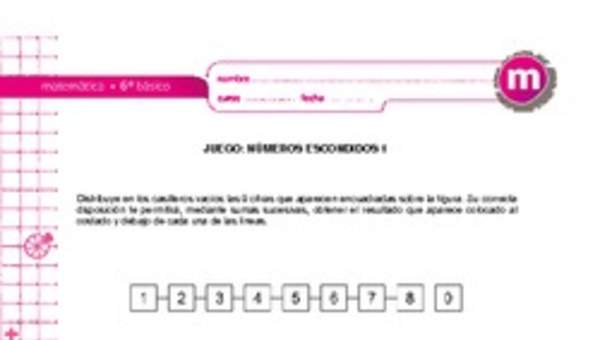 Juego: números escondidos 1 Juego: números escondidos 1