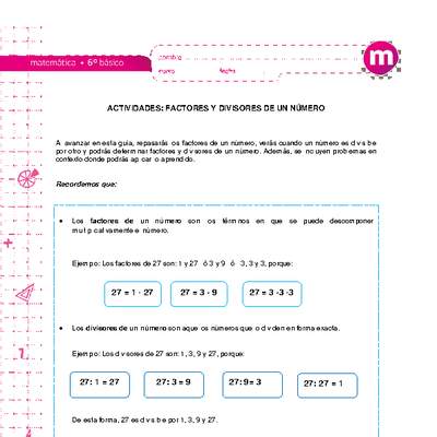 Factores y divisores de un número Factores y divisores de un número