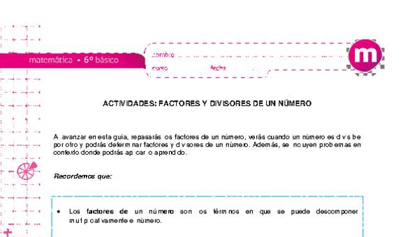 Factores y divisores de un número Factores y divisores de un número