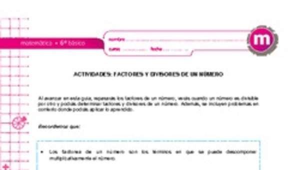 Factores y divisores de un número Factores y divisores de un número