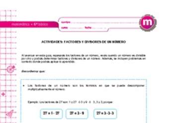 Factores y divisores de un número Factores y divisores de un número