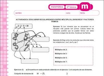 Descubrir regularidades entre multiplos, divisores y factores primos Descubrir regularidades entre multiplos, divisores y factores primos