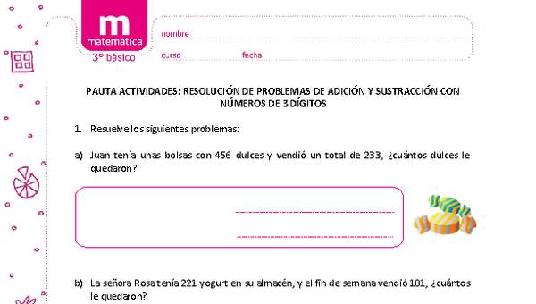 Resolución de problemas de adición y sustracción con números de 3 dígitos Resolución de problemas de adición y sustracción con números de 3 dígitos