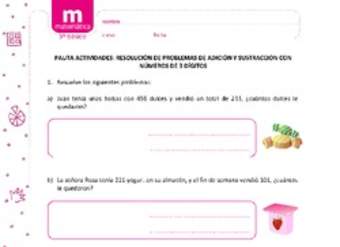 Resolución de problemas de adición y sustracción con números de 3 dígitos Resolución de problemas de adición y sustracción con números de 3 dígitos
