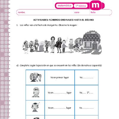 Números ordinales hasta el décimo Números ordinales hasta el décimo