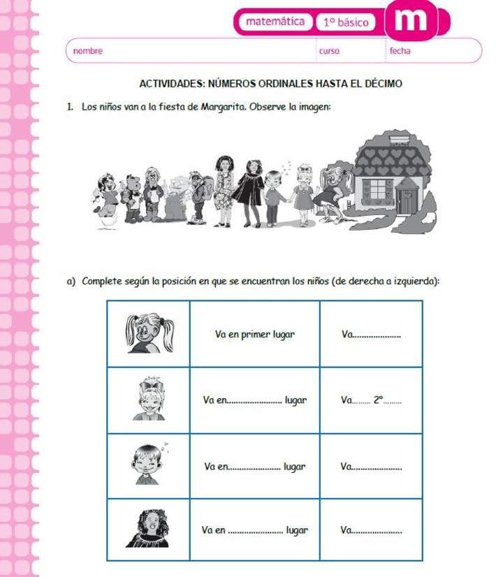 Números ordinales hasta el décimo Números ordinales hasta el décimo