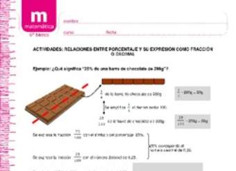 Relaciones entre porcentaje y su expresión como fracción o decimal Relaciones entre porcentaje y su expresión como fracción o decimal