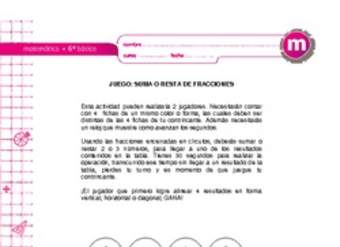 Juego: suma o resta de fracciones Juego: suma o resta de fracciones