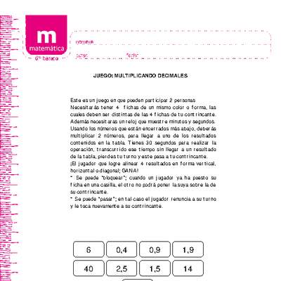 Juego: multiplicando decimales Juego: multiplicando decimales