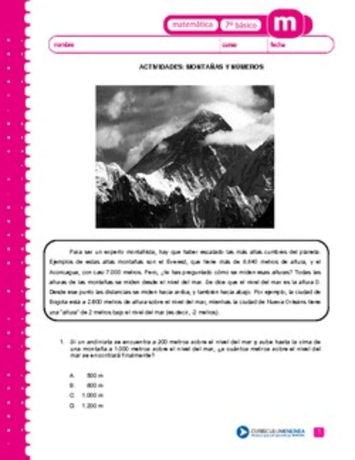 Las montañas y números Las montañas y números