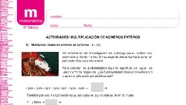 Multiplicación de números enteros Multiplicación de números enteros