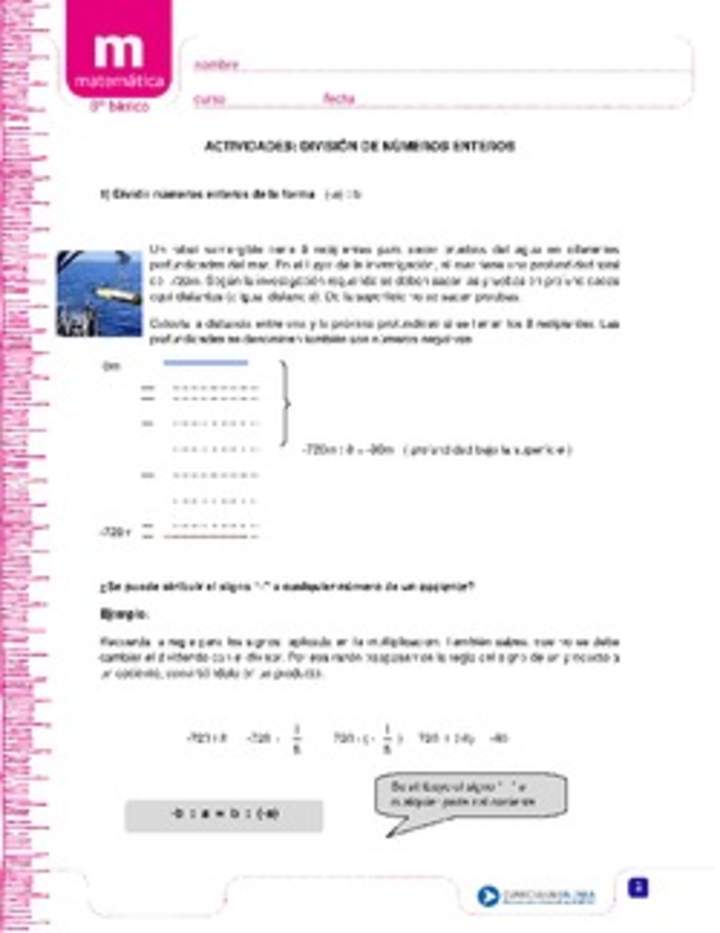 División de números enteros División de números enteros