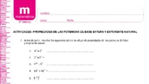 Propiedades de las potencias de base entera y exponente natural Propiedades de las potencias de base entera y exponente natural