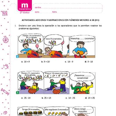 Adiciones y sustracciones con números menores a 50 (VIII) Adiciones y sustracciones con números menores a 50 (VIII)