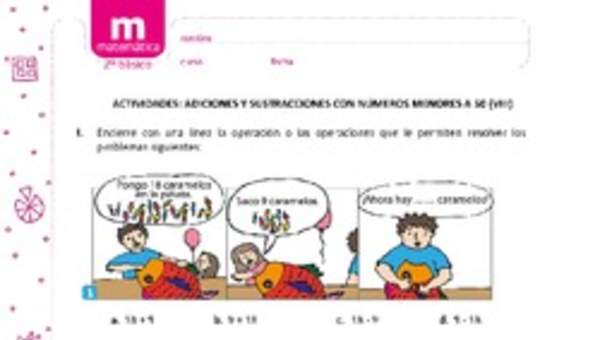 Adiciones y sustracciones con números menores a 50 (VIII) Adiciones y sustracciones con números menores a 50 (VIII)