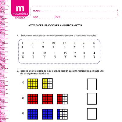 Fracciones y números mixtos Fracciones y números mixtos