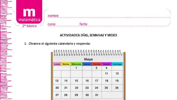 Días, semanas y meses Días, semanas y meses