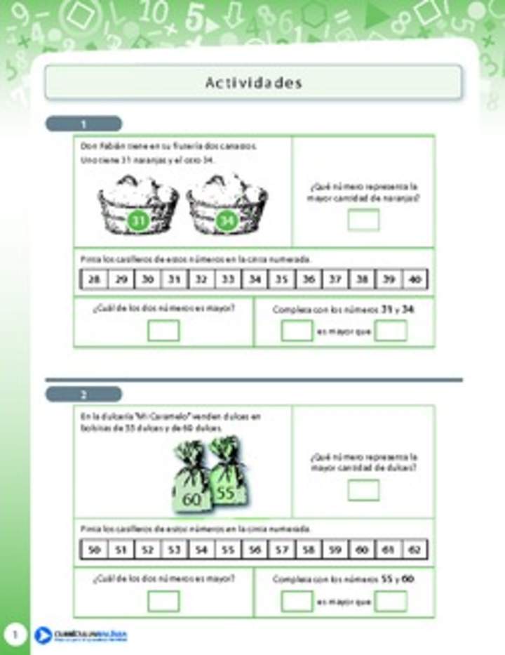 Resolución de problemas: mayor o menor que, y recta numérica Resolución de problemas: mayor o menor que, y recta numérica