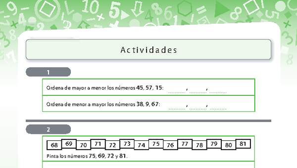 Actividades ordenar cifras Actividades ordenar cifras