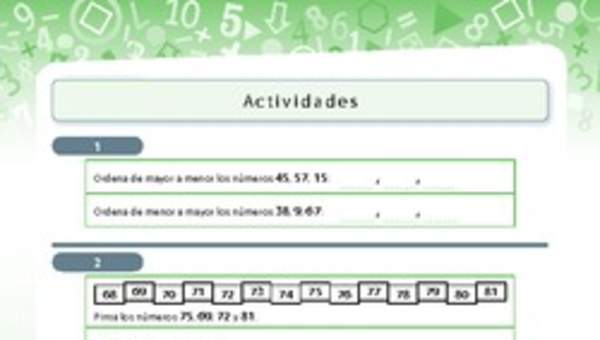Actividades ordenar cifras Actividades ordenar cifras