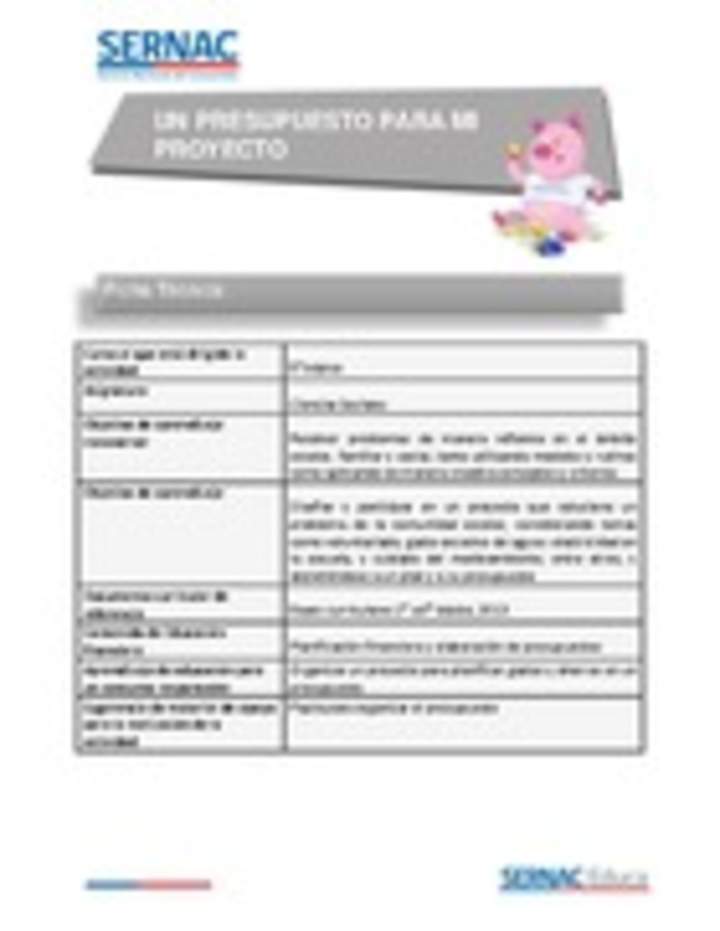 Un presupuesto para mi proyecto Un presupuesto para mi proyecto