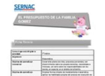 El presupuesto de la familia Gómez El presupuesto de la familia Gómez