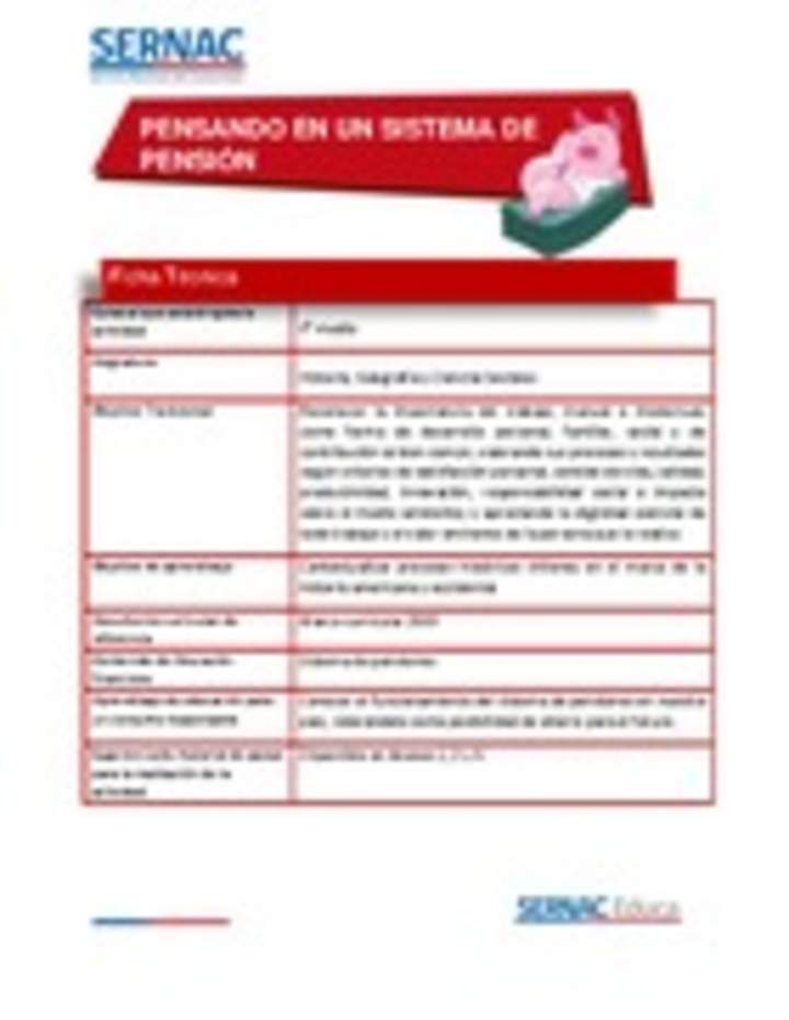 Pensando en un sistema de pensión Pensando en un sistema de pensión