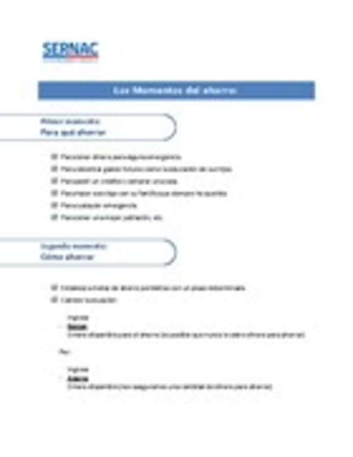 Los momentos del ahorro Los momentos del ahorro