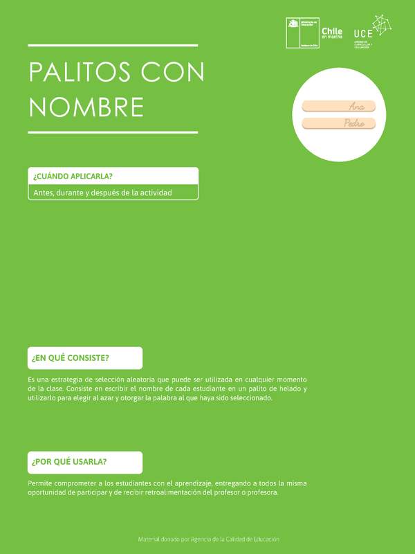 Palitos con nombre Palitos con nombre