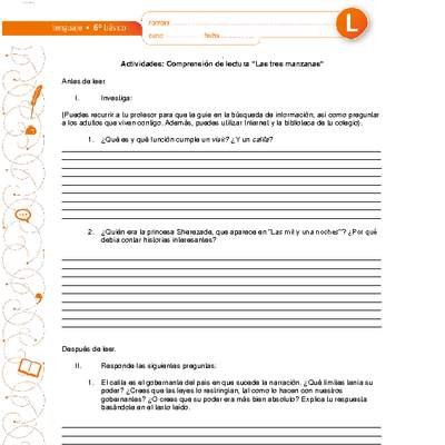 Comprensión de lectura Las tres manzanas Comprensión de lectura Las tres manzanas